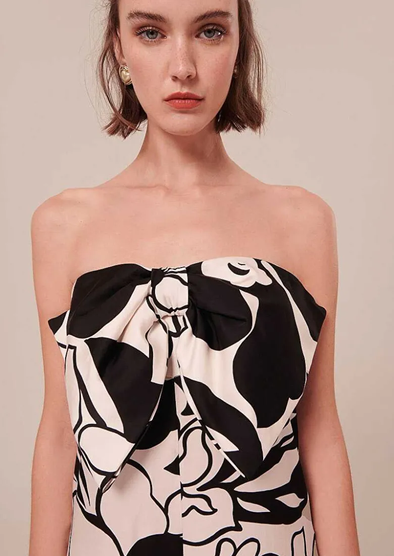 TARA JARMON Coeur Ecru With Black Flowers Jumpsuit Hot