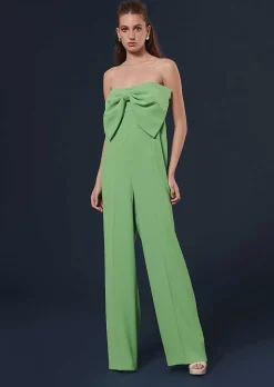 TARA JARMON Coeur Green Crepe Jumpsuit Shop