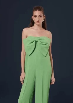 TARA JARMON Coeur Green Crepe Jumpsuit Shop