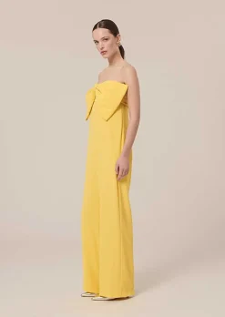 TARA JARMON Coeur Yellow Crepe Jumpsuit Best Sale