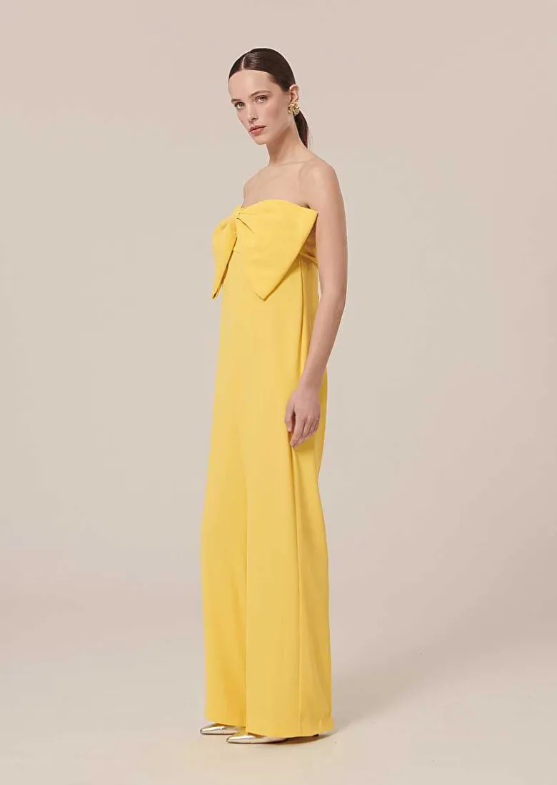 TARA JARMON Coeur Yellow Crepe Jumpsuit Best Sale