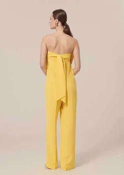 TARA JARMON Coeur Yellow Crepe Jumpsuit Best Sale