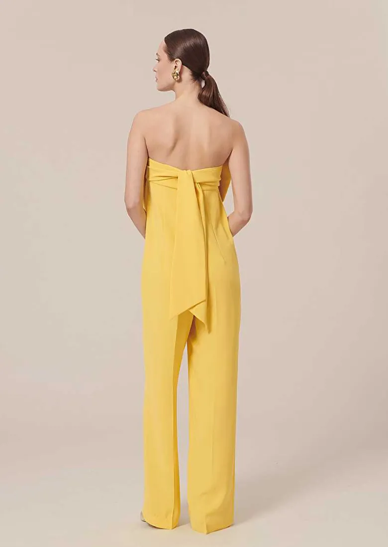 TARA JARMON Coeur Yellow Crepe Jumpsuit Best Sale