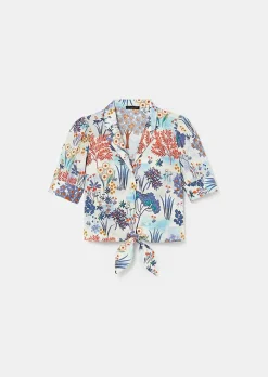 TARA JARMON Come Blue Flower Printed Shirt Cheap
