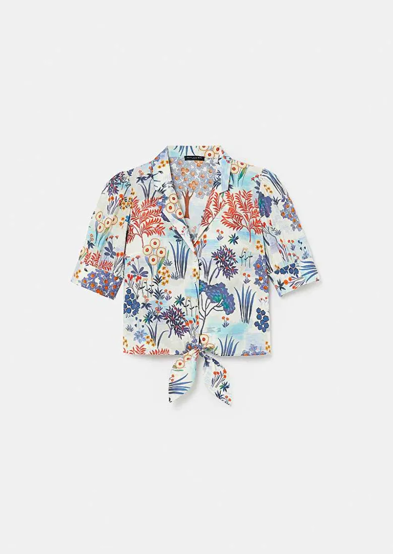 TARA JARMON Come Blue Flower Printed Shirt Cheap