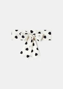 TARA JARMON Emeline Ecru With Black Polka Hearts Scarf Best Sale