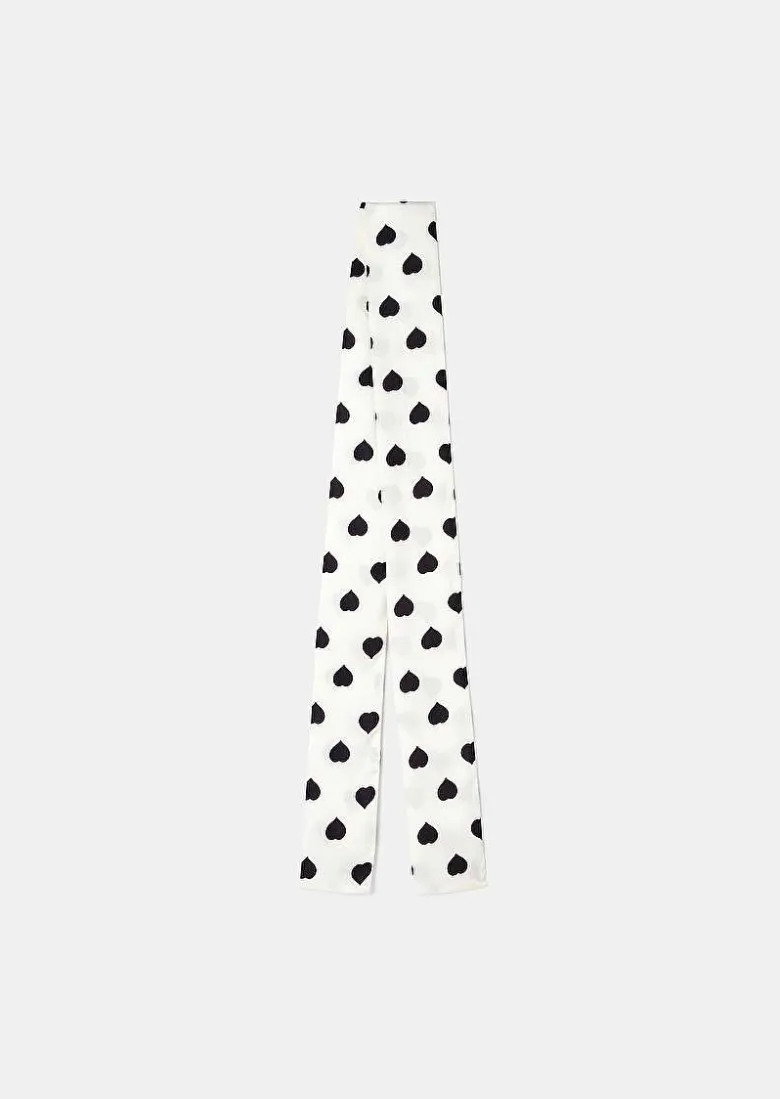 TARA JARMON Emeline Ecru With Black Polka Hearts Scarf Best Sale