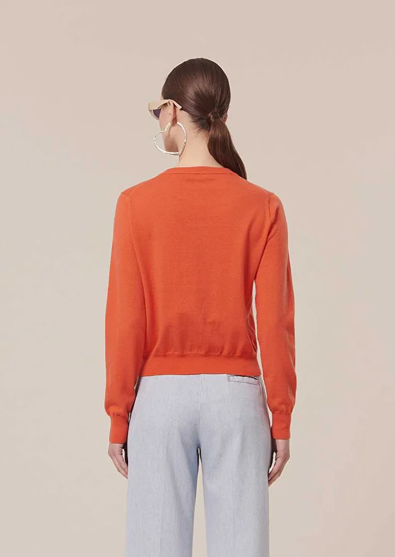 TARA JARMON Gaelle Coral Cardigan In Wool And Cotton Discount