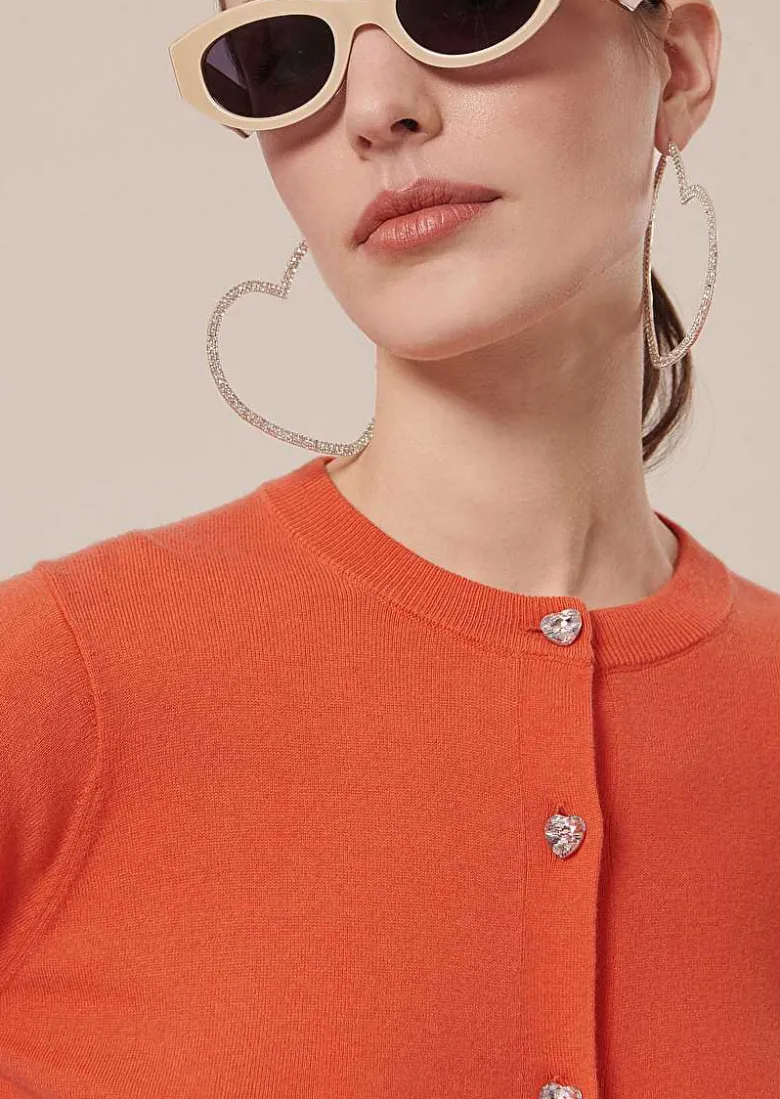 TARA JARMON Gaelle Coral Cardigan In Wool And Cotton Discount