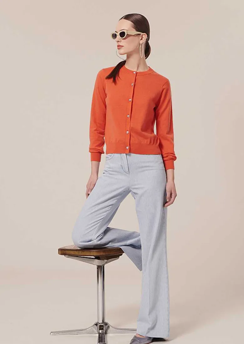 TARA JARMON Gaelle Coral Cardigan In Wool And Cotton Discount