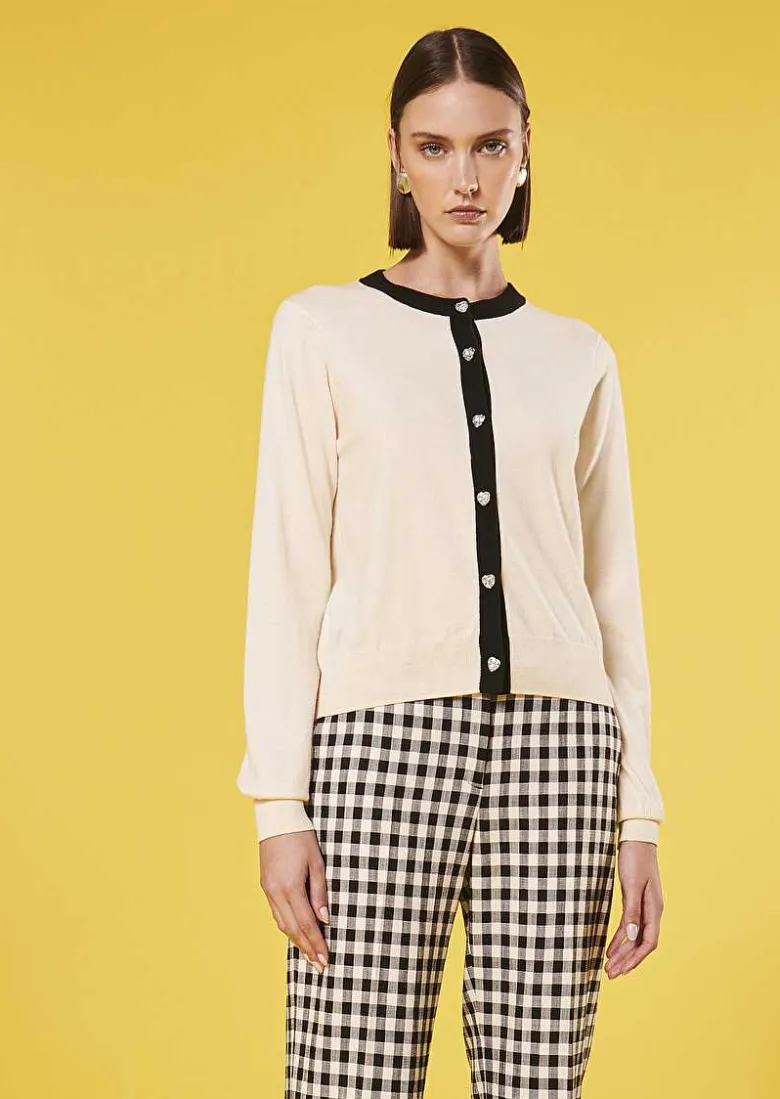 TARA JARMON Gaelle Ecru Cotton And Wool Cardigan Best Sale