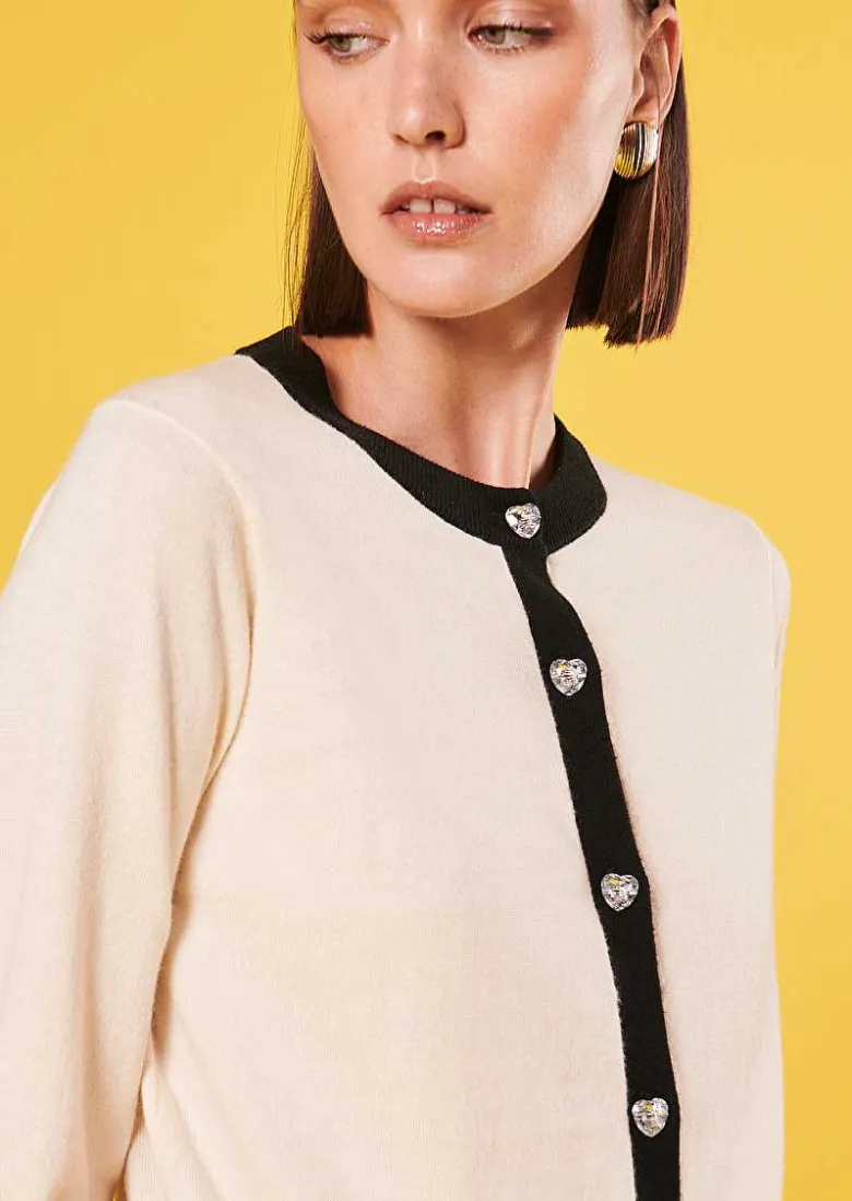 TARA JARMON Gaelle Ecru Cotton And Wool Cardigan Best Sale