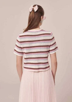 TARA JARMON Gemila Striped Crochet-Knit Cardigan Best