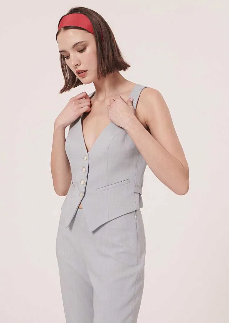 TARA JARMON Gianna Blue Suit Vest Flash Sale