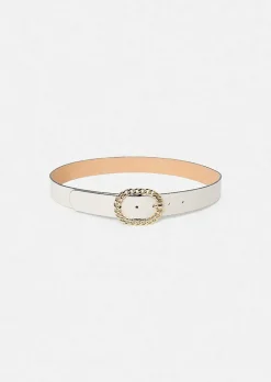 TARA JARMON Gigi Ecru Leather Belt New