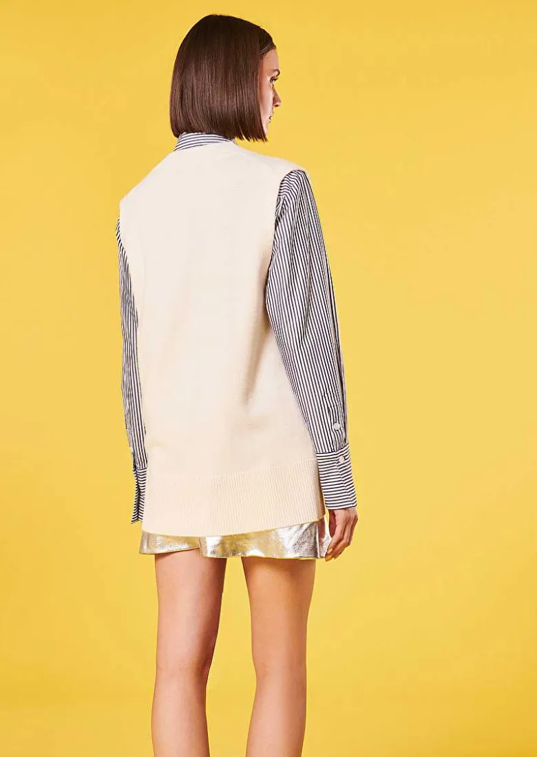 TARA JARMON Ginny Ecru Cardigan In Alpaga And Merinos Wool Clearance