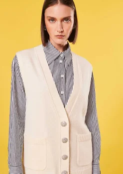 TARA JARMON Ginny Ecru Cardigan In Alpaga And Merinos Wool Clearance
