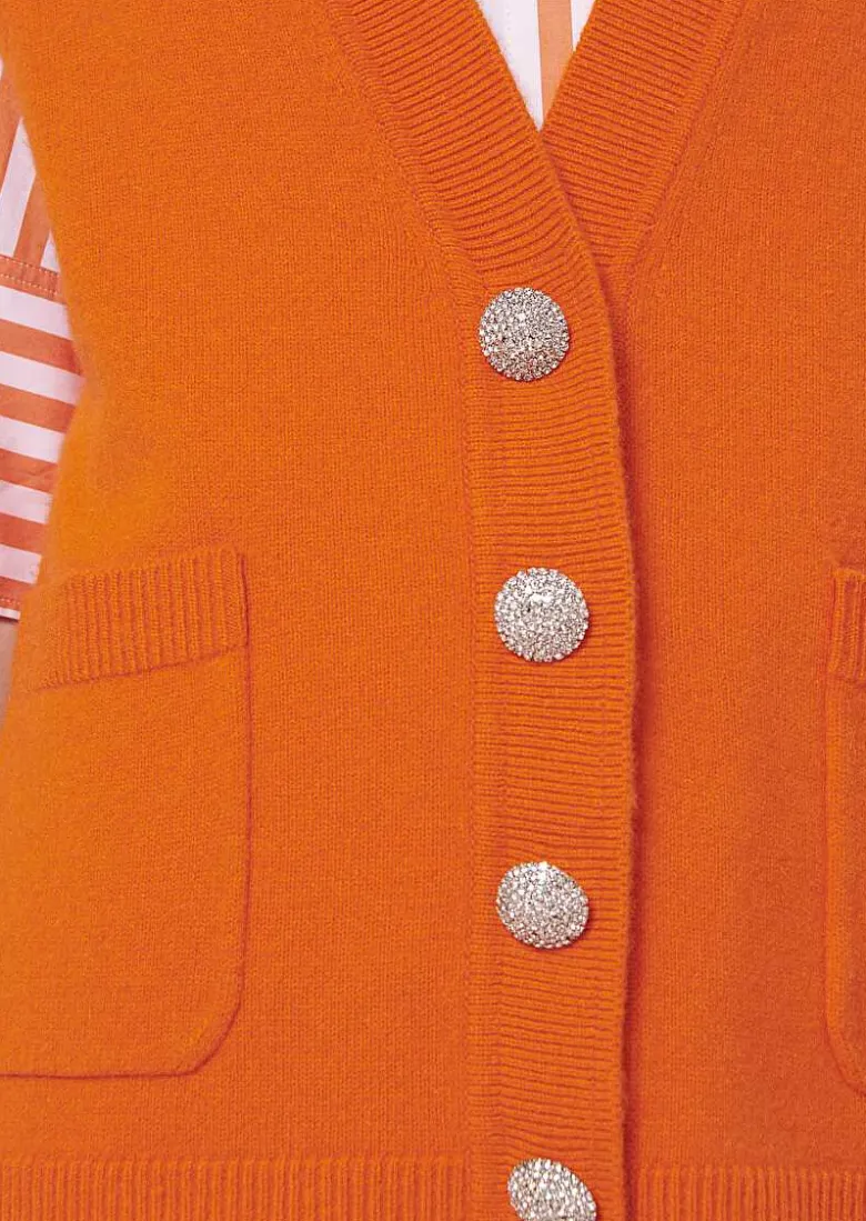 TARA JARMON Ginny Orange Cardigan In Alpaga And Merinos Wool Store