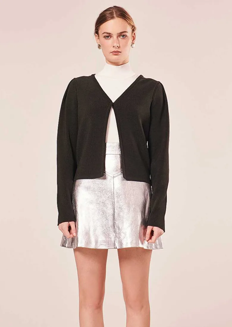 TARA JARMON Glenn Black Iridescent Cotton Cardigan New
