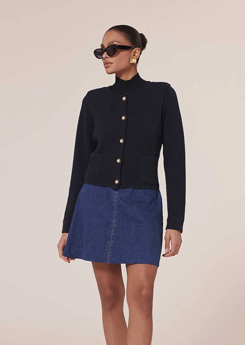 TARA JARMON Guest Midnight Blue Cupro Cardigan Shop