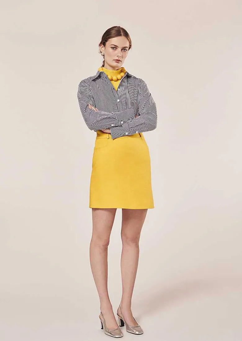 TARA JARMON Janice Yellow Short Skirt Best Sale