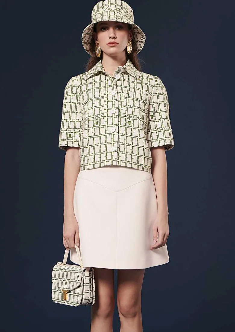 TARA JARMON Jasmin Ecru Double Canvas Skirt Cheap