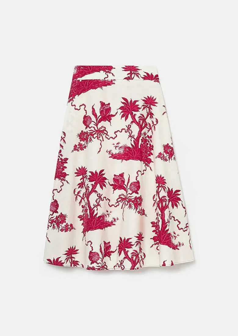 TARA JARMON Jeannette Ecru Floral Printed Skirt Fashion