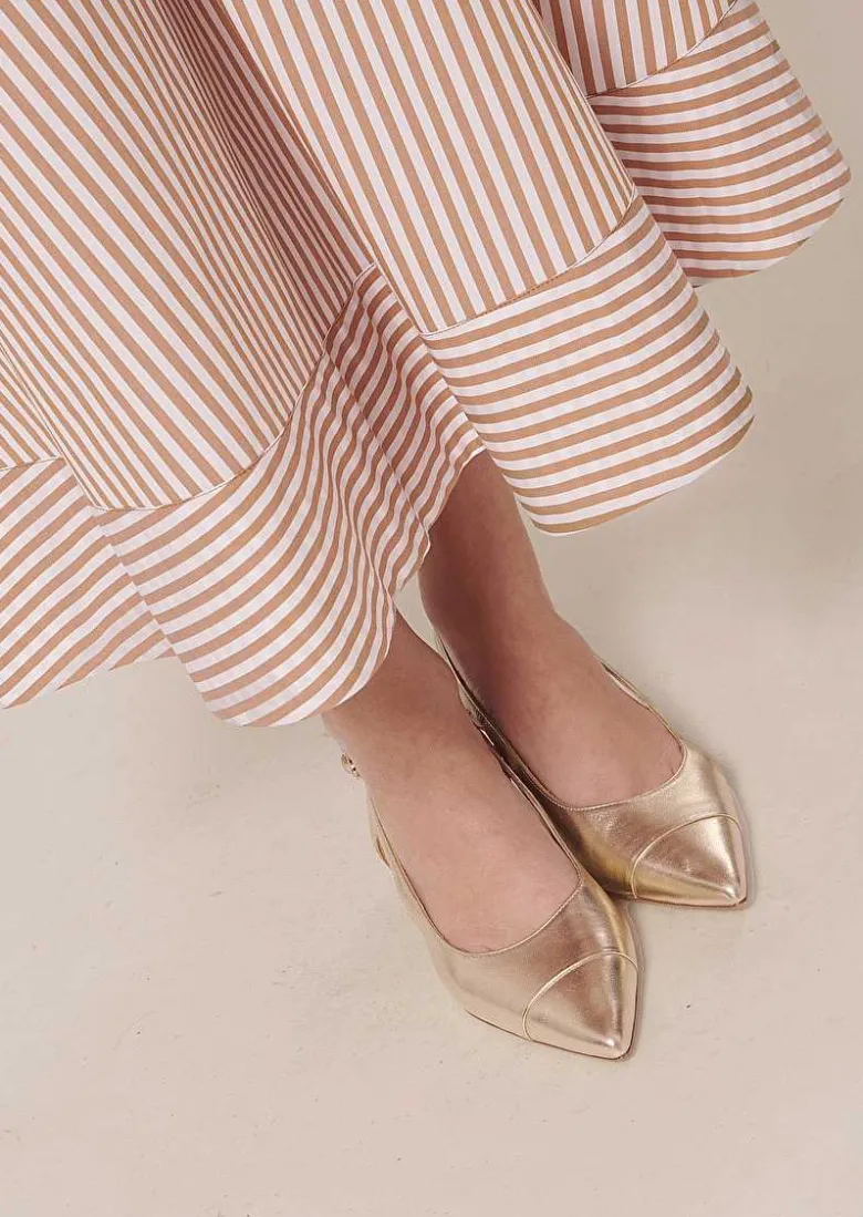 TARA JARMON Jelato Brown Striped Poplin Skirt Outlet