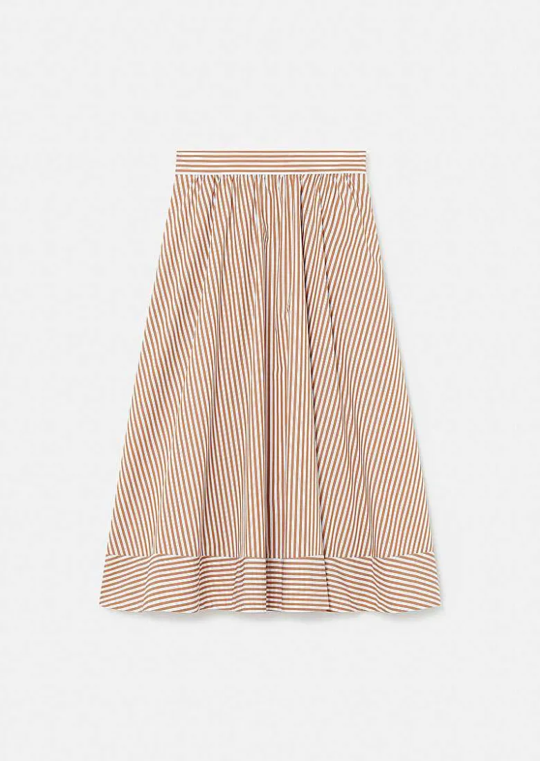 TARA JARMON Jelato Brown Striped Poplin Skirt Outlet