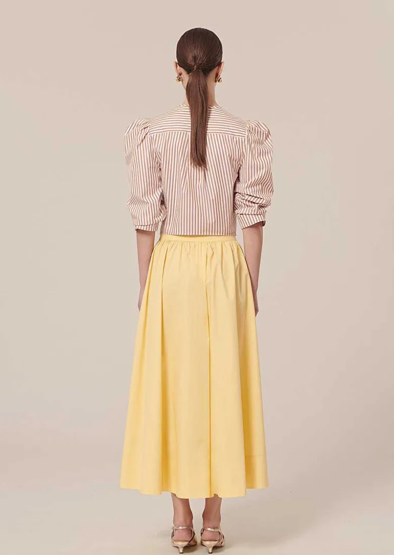 TARA JARMON Jelato Yellow Crisp Poplin Skirt Discount