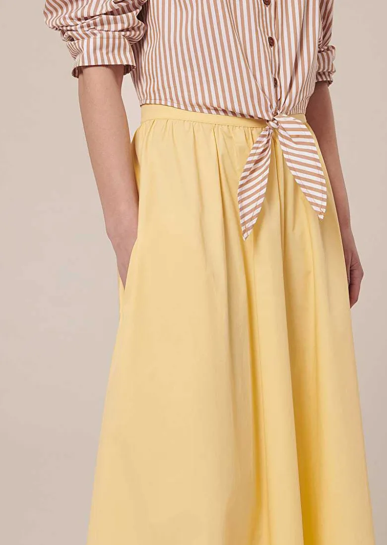 TARA JARMON Jelato Yellow Crisp Poplin Skirt Discount