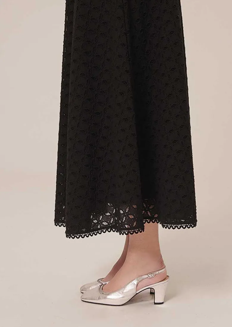 TARA JARMON Jessie Black Embroidered Skirt Sale