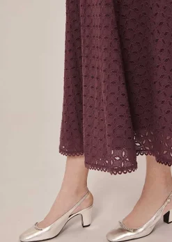 TARA JARMON Jessie Brown Embroidered Skirt Outlet