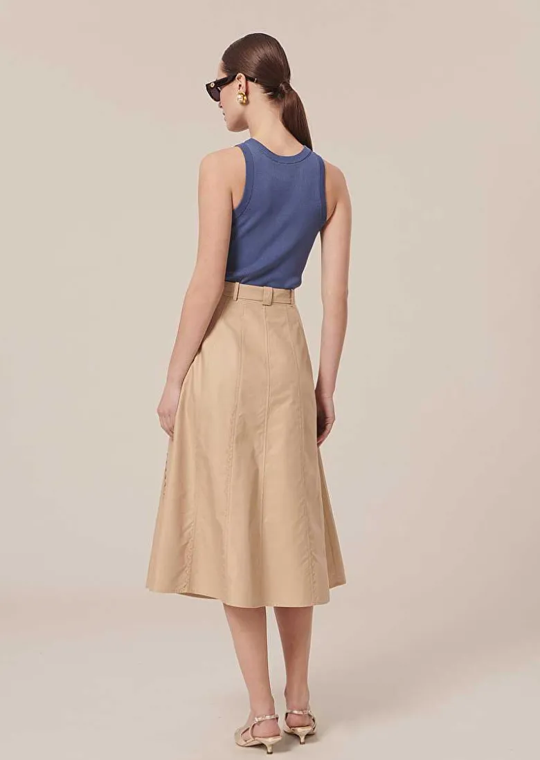 TARA JARMON Jil Beige Cotton Skirt Best