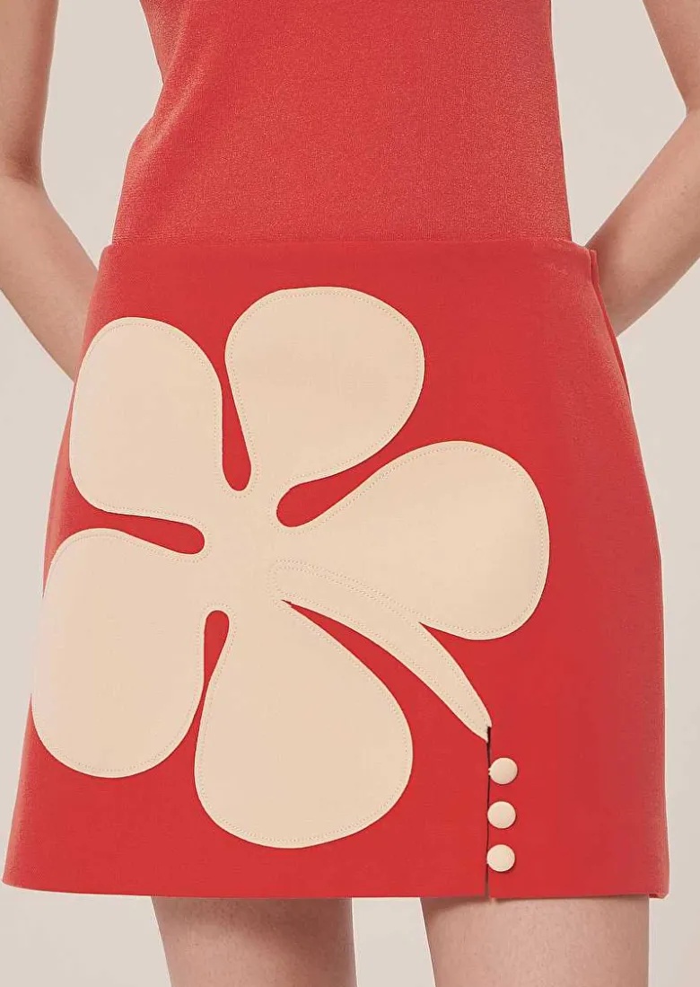 TARA JARMON Joaba Coral Double Canvas Skirt Cheap