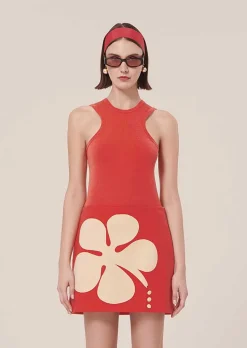 TARA JARMON Joaba Coral Double Canvas Skirt Cheap