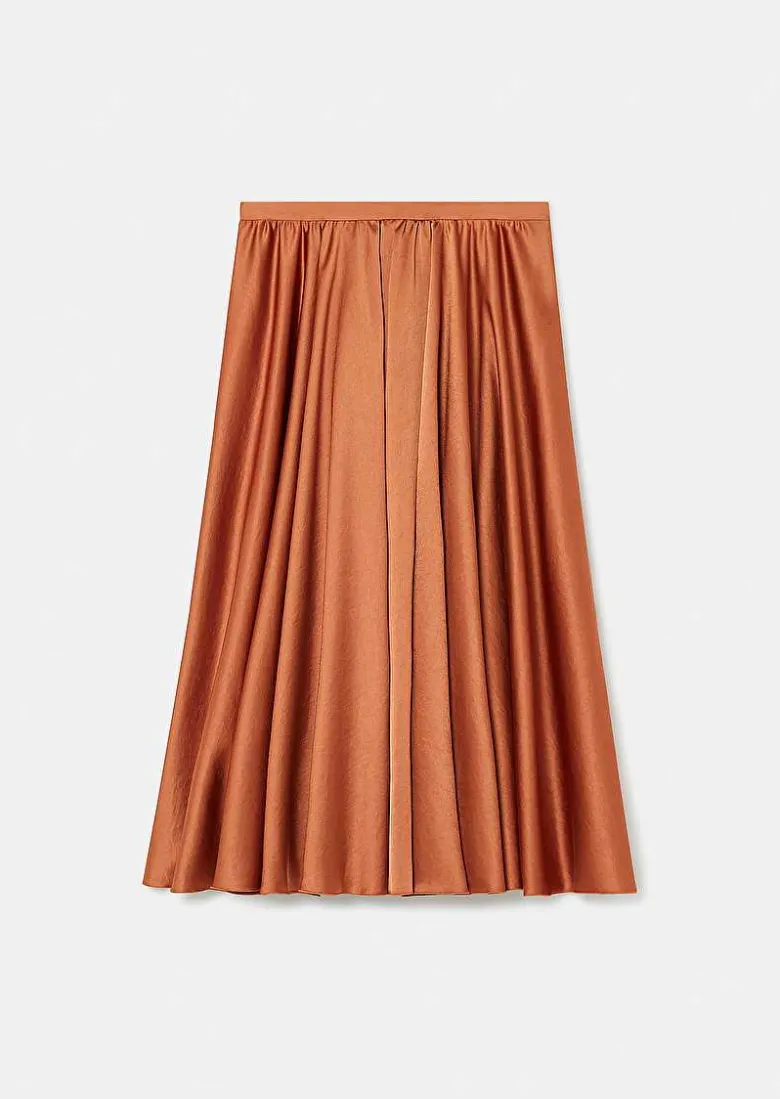 TARA JARMON Jolanda Brown Skirt In Fluid Satin Shop