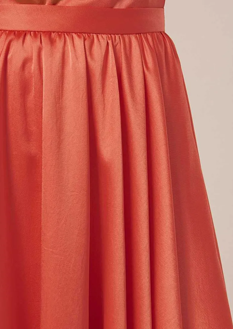 TARA JARMON Jolanda Coral Skirt In Fluid Satin Cheap