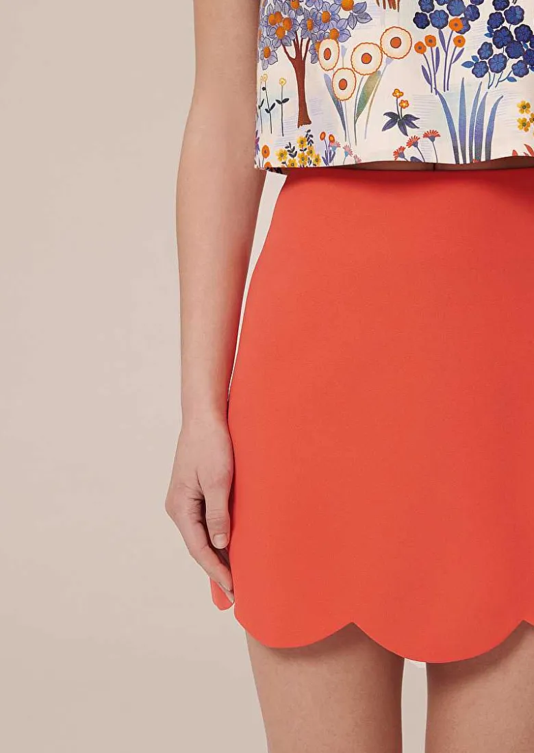 TARA JARMON Joliette Coral Crepe Skirt Shop
