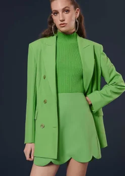 TARA JARMON Joliette Green Crepe Skirt Discount