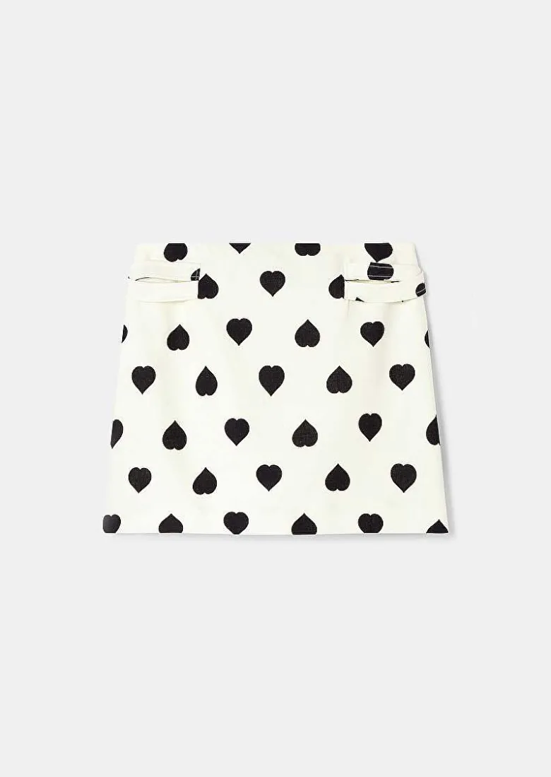 TARA JARMON Josefa Ecru With Black Polka Hearts Skirt New