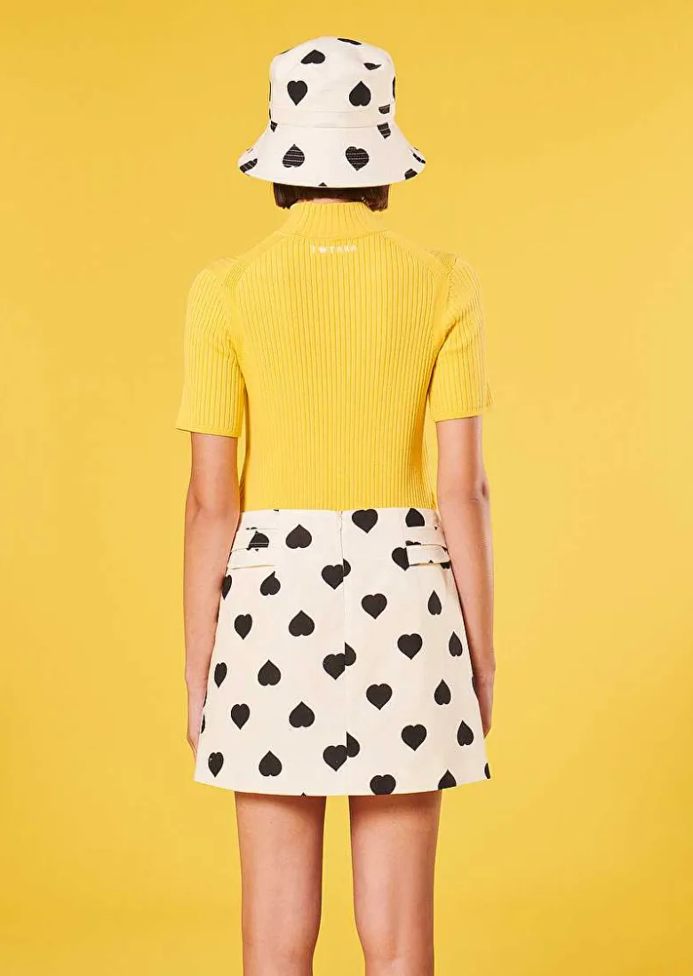 TARA JARMON Josefa Ecru With Black Polka Hearts Skirt New