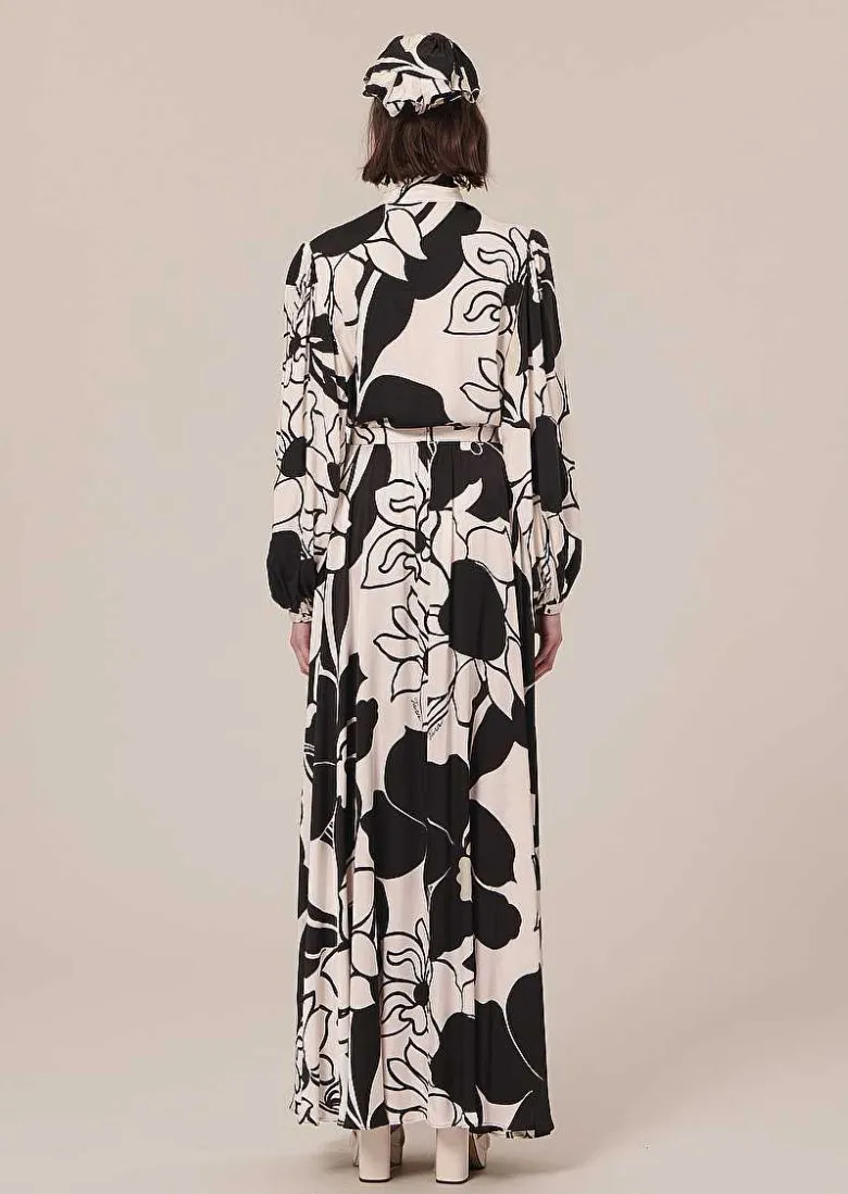 TARA JARMON Joya Ecru With Black Flowers Skirt Best Sale