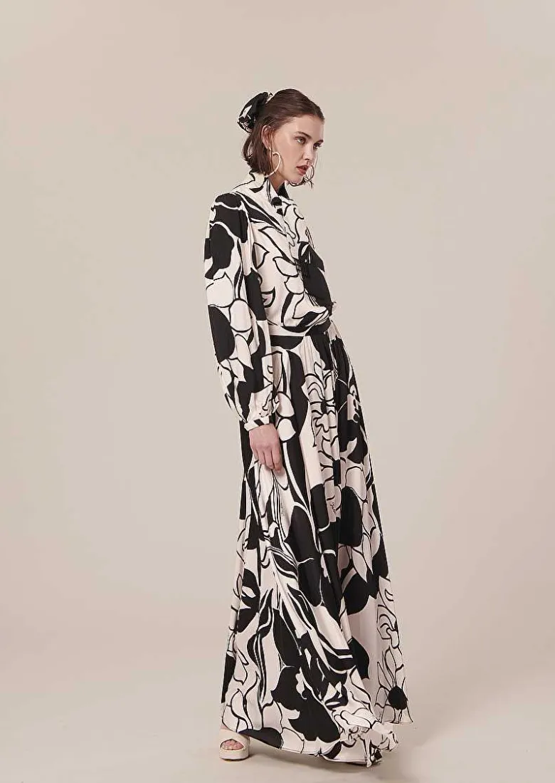 TARA JARMON Joya Ecru With Black Flowers Skirt Best Sale