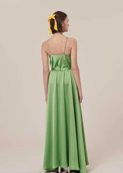 TARA JARMON Joya Green Satin Skirt Cheap