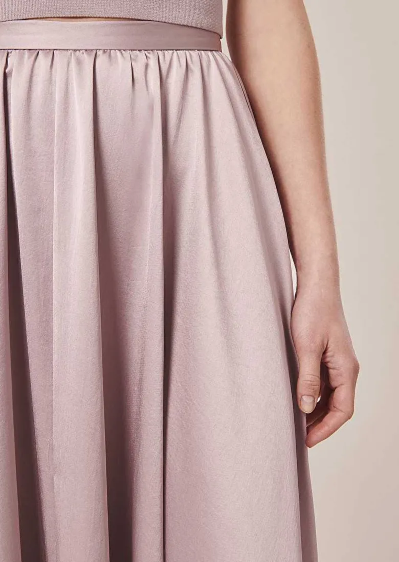 TARA JARMON Joya Purple Fluid Satin Skirt Hot