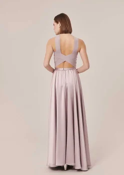 TARA JARMON Joya Purple Fluid Satin Skirt Hot