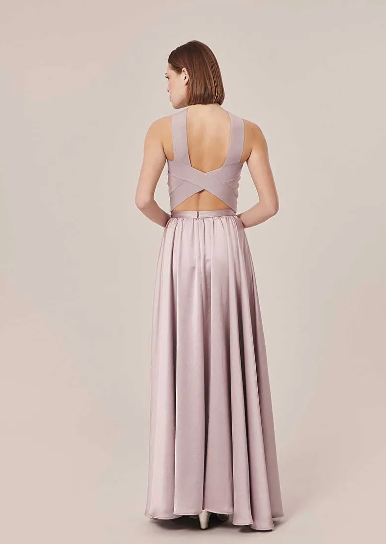 TARA JARMON Joya Purple Fluid Satin Skirt Hot