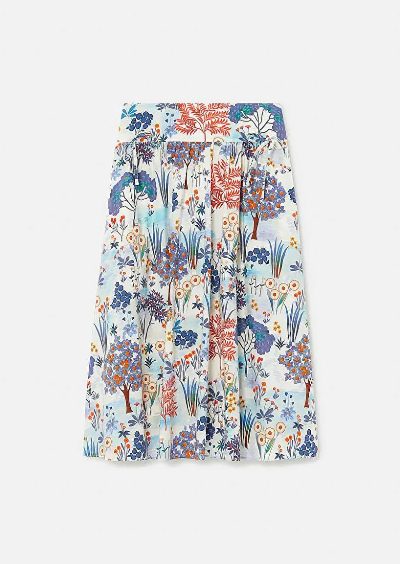 TARA JARMON Judi Blue Flower Printed Skirt Cheap