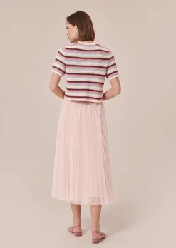TARA JARMON Juillet Light Pink Pleated Tulle Skirt Hot